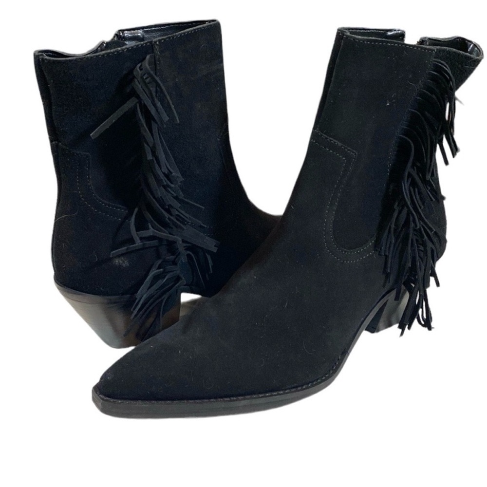 NWOB Coconuts by Matisse for Free People Black Suede Fringe Ankle Boots - Picture 2 of 12